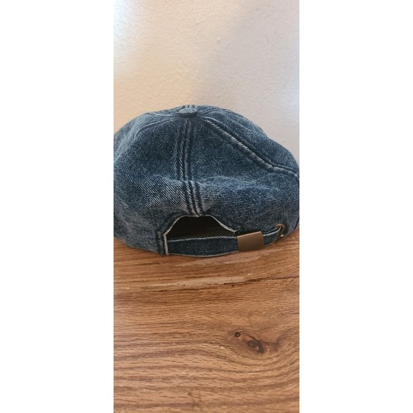 John Deere Stone Washed Denim Hat Cap Logo Patch Adjustable Brass Buckle - Picture 2 of 5
